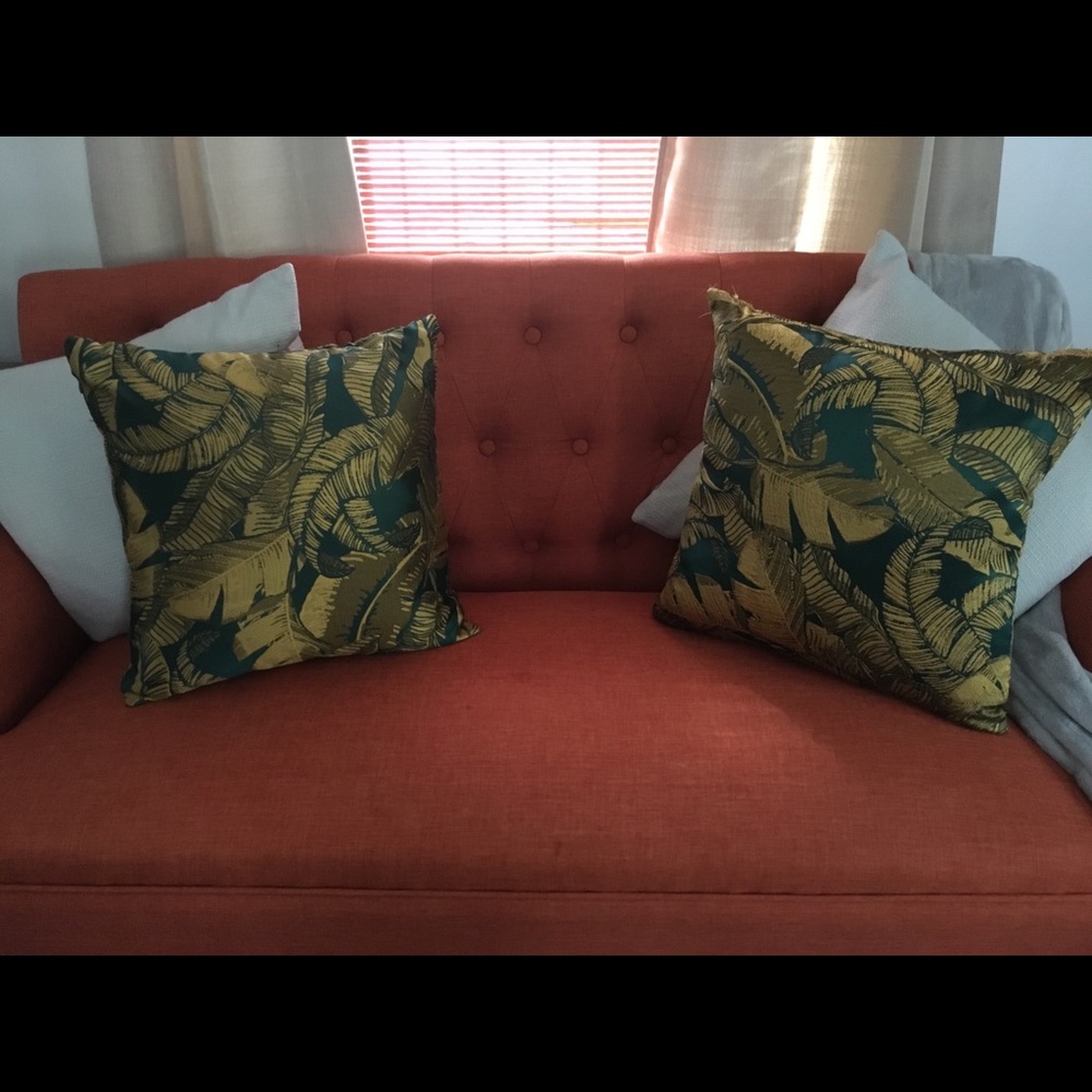 Gold leaf accent pillows